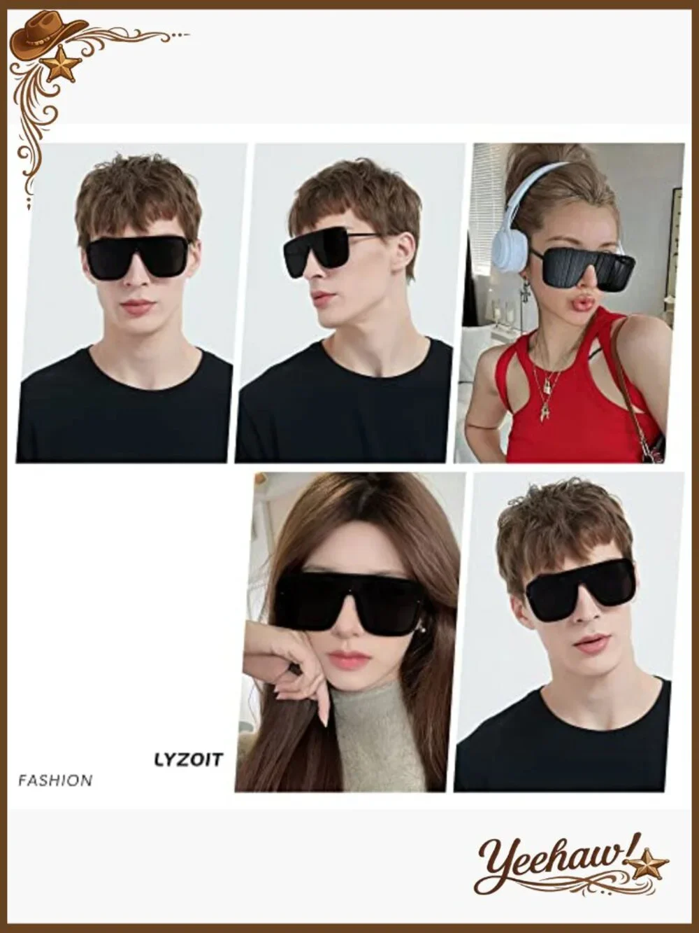 Oversized Square Shield Sunglasses UV400 Protection Metal Frame - Picture 4 of 6